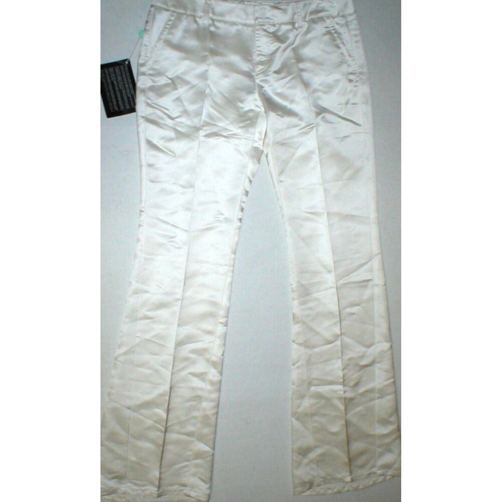 New Womens Designer Roberto Cavalli Italy Pants 46 10 NWT White Silk Tall Slacks